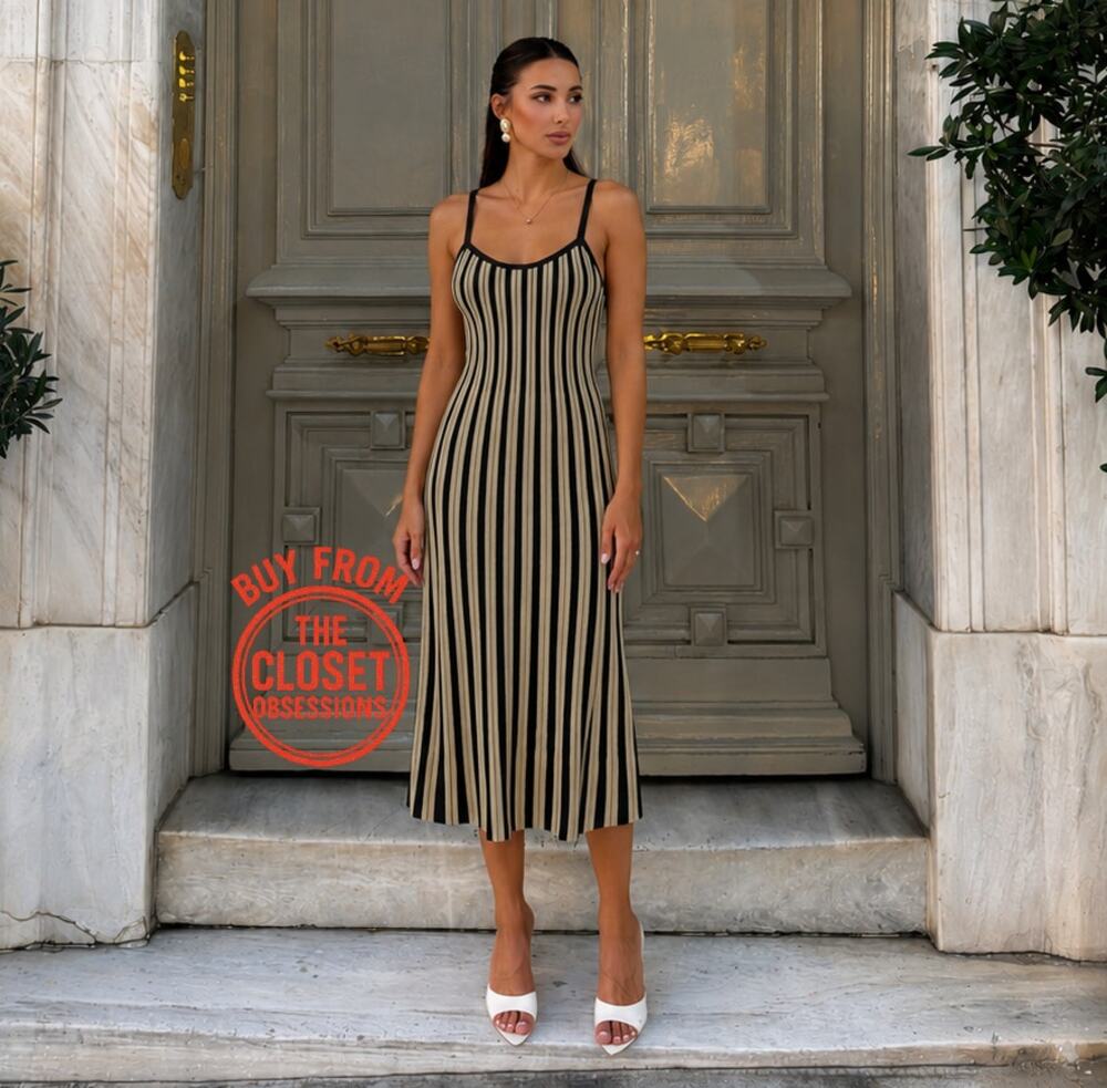MANGO Rare Striped Knit Midi Dress NWT